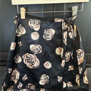 Silk Black Floral Women's Skirt